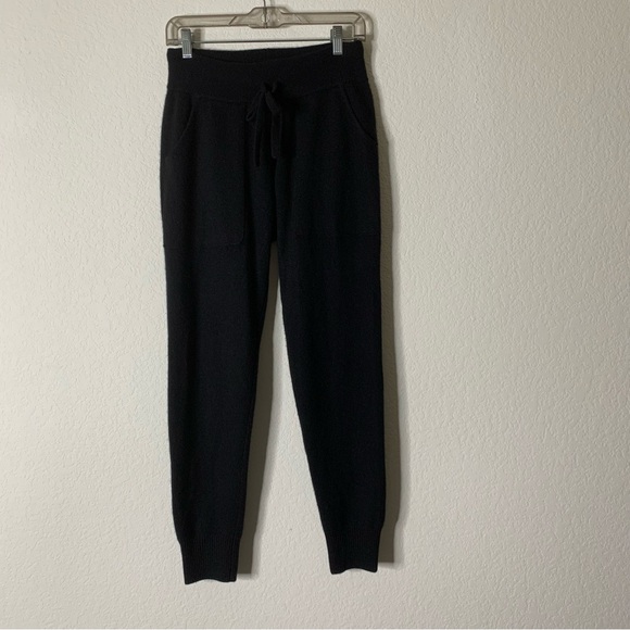 White + Warren black 100% cashmere drawstring joggers S - Picture 2 of 10